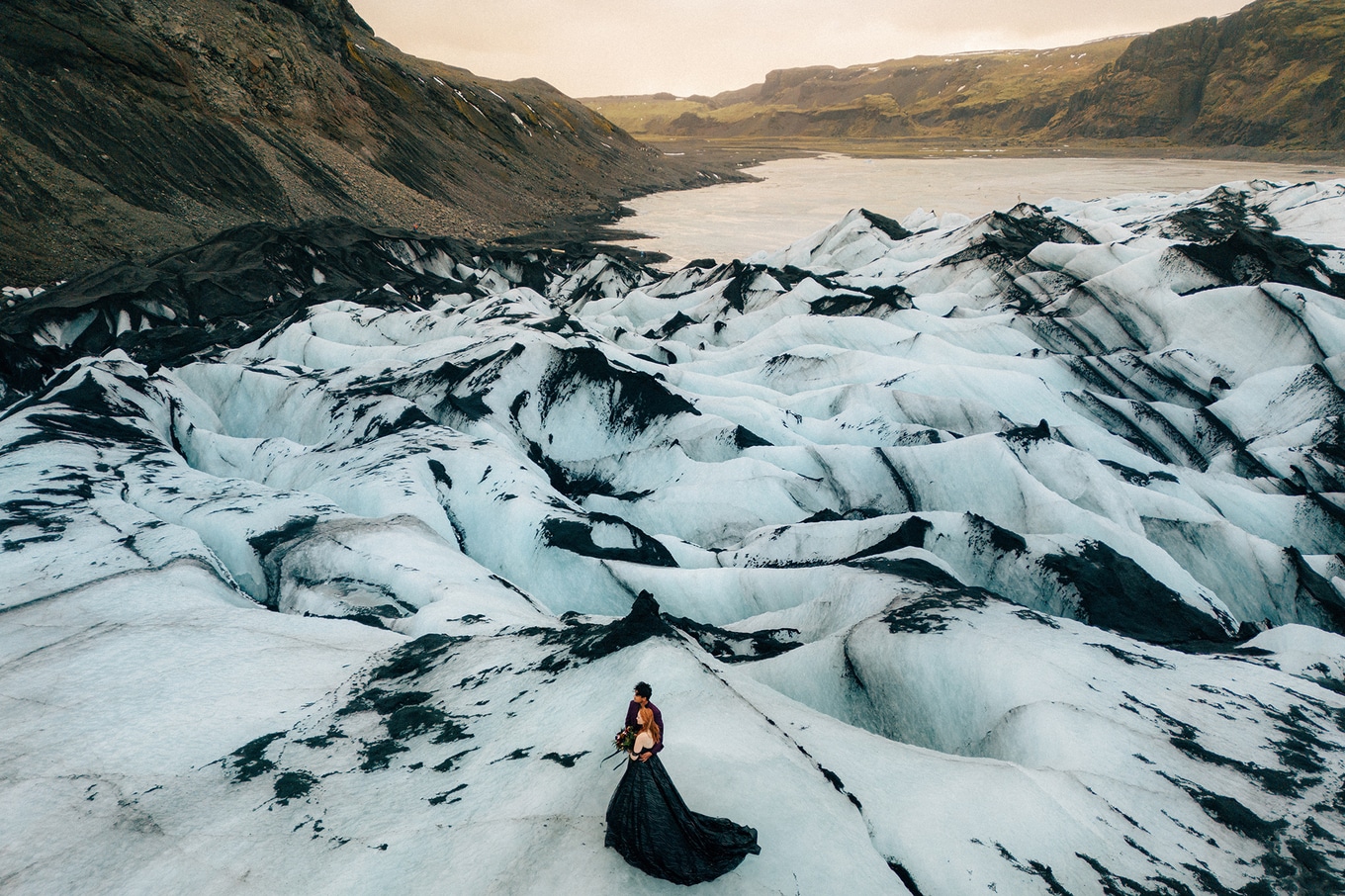 Emelyne and Bishal.ceremony.glacier.wideshot